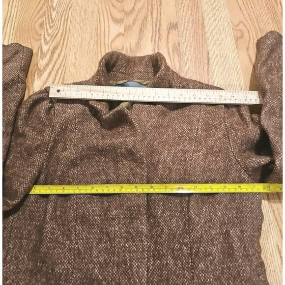 Zara Peacoat Women Sz Small Brown Tan Wool Made in Spain Mob Wife Office Siren - Picture 4 of 7